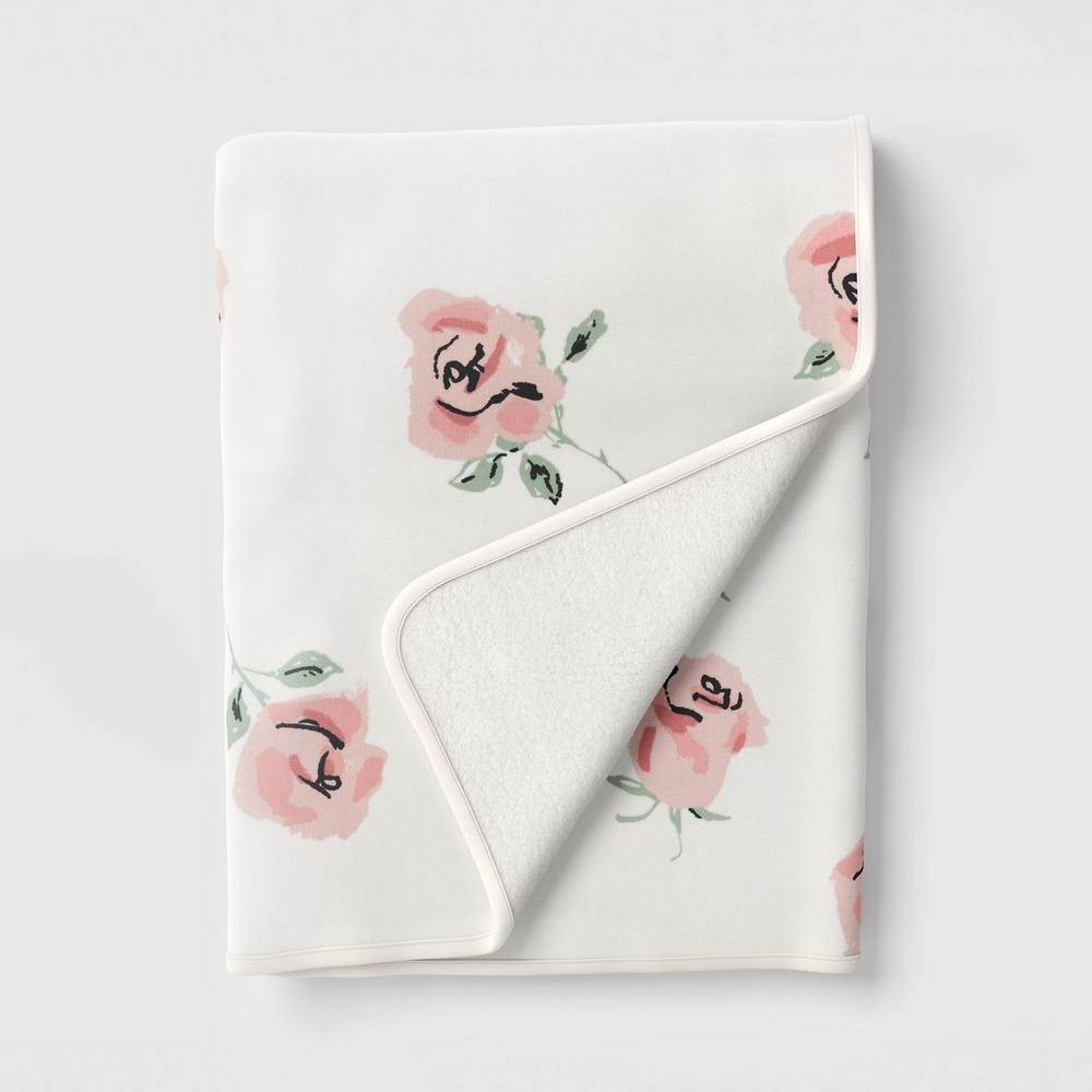 Floral Printed Chenille Throw Faux Shearling Reverse - Room Essentials, Target